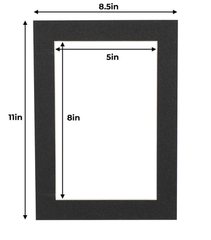 Pack of 10 Textured Black Precut Acid-Free Matboard Set with Clear Bags & Backings