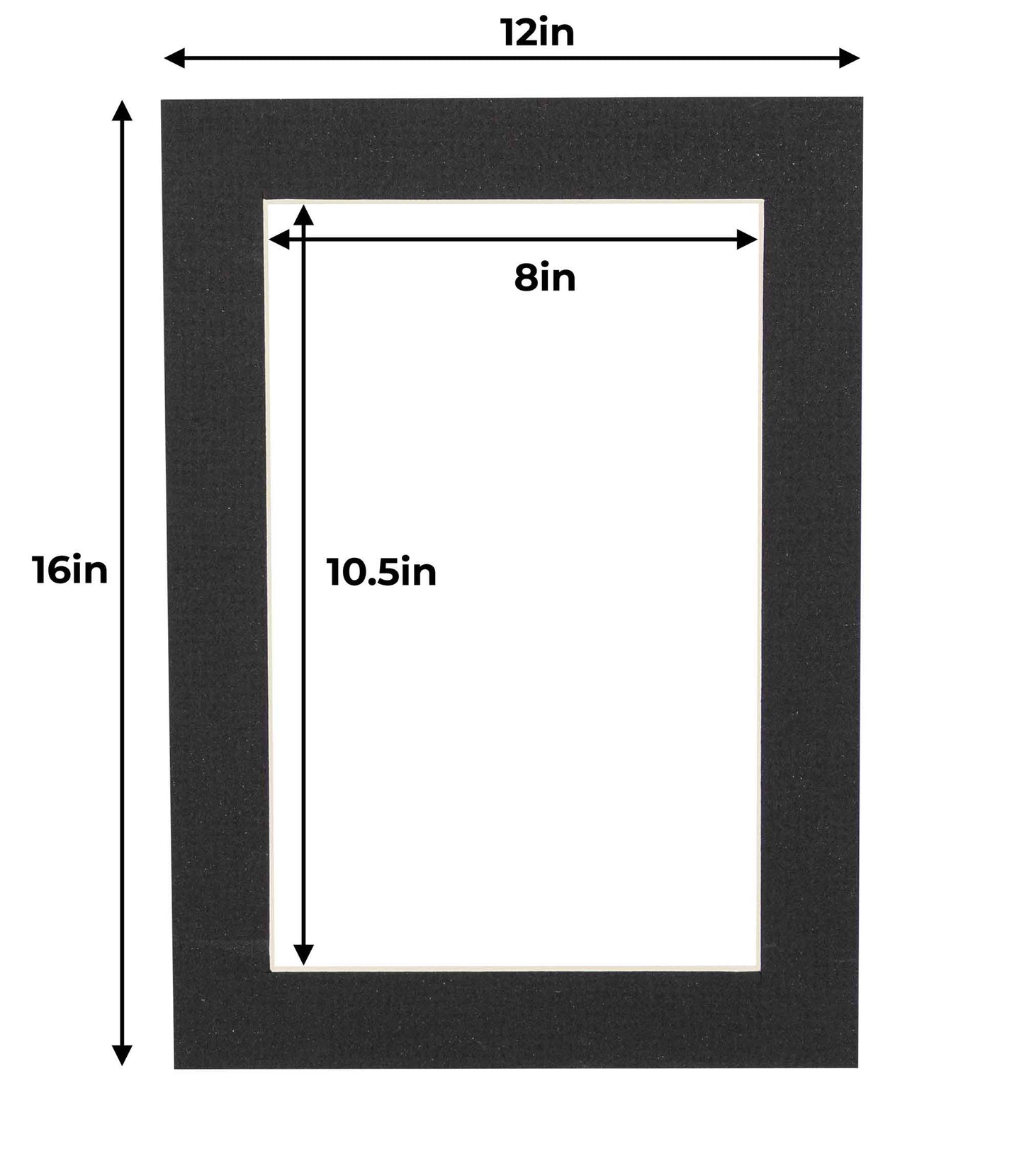 Pack of 25 Textured Black Precut Acid-Free Matboard Set with Clear Bags & Backings