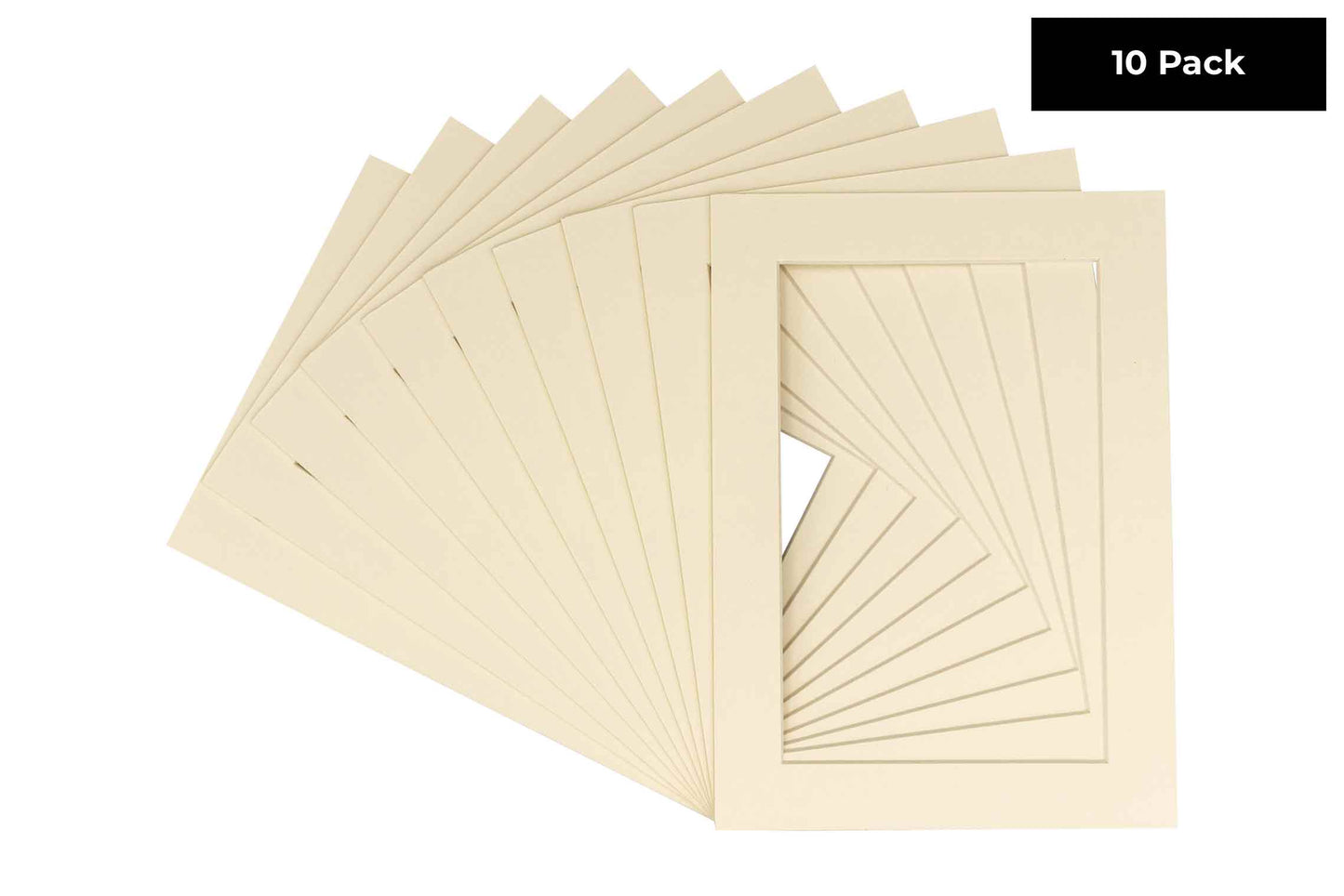 Pack of 10 Textured Cream Precut Acid-Free Matboard Set with Clear Bags & Backings
