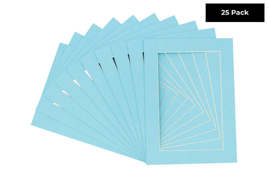 Pack of 25 Aqua Blue Precut Acid-Free Matboards