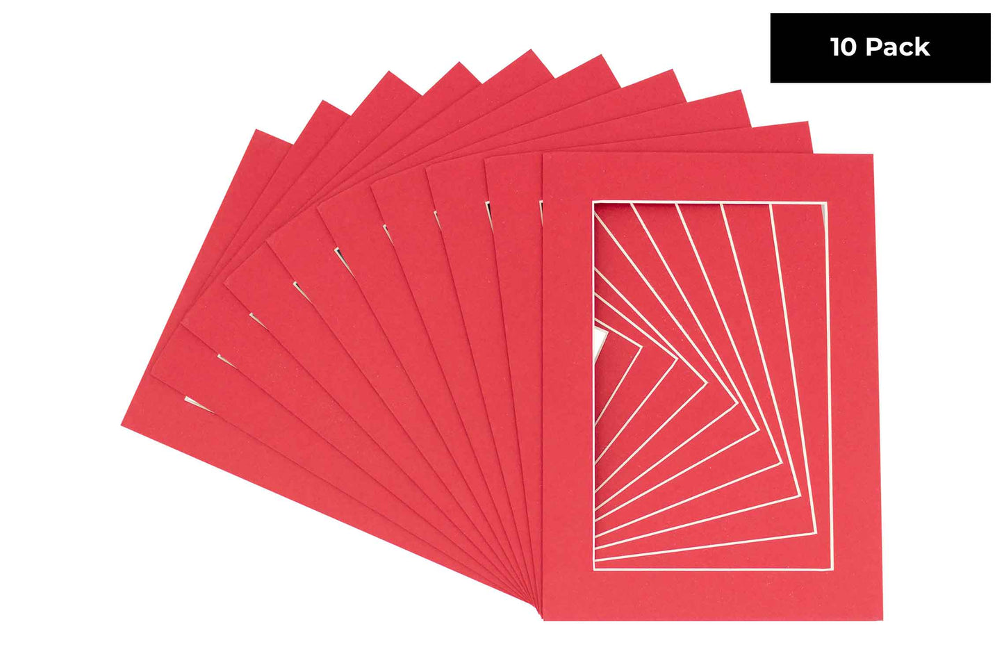 Pack of 10 Deep Red Precut Acid-Free Matboard Set with Clear Bags & Backings