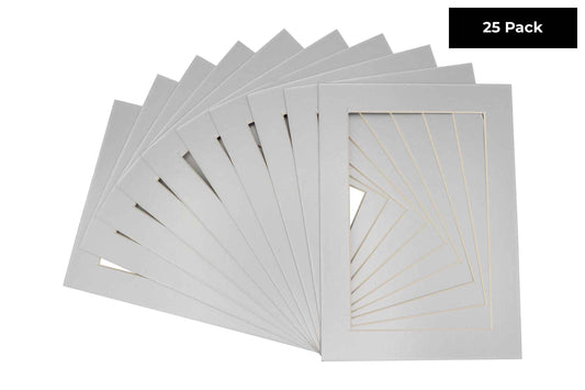 Pack of 25 Metallic Silver Precut Acid-Free Matboards