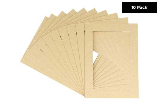 Pack of 10 Tan Precut Acid-Free Matboards