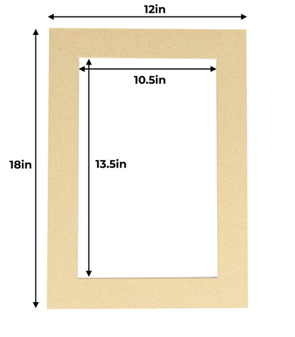 Pack of 25 Tan Precut Acid-Free Matboard Set with Clear Bags & Backings