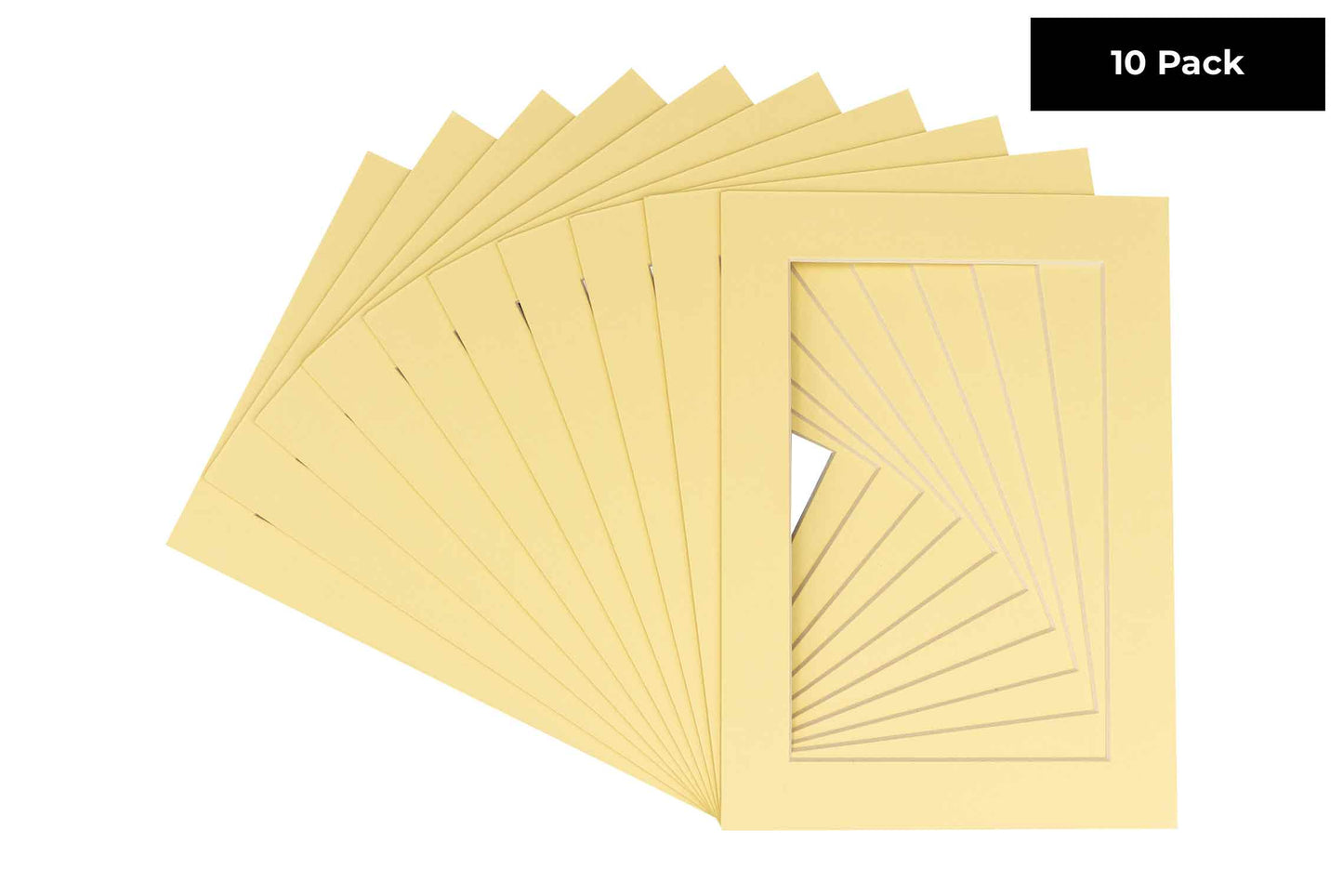Pack of 10 Soft Yellow Precut Acid-Free Matboard Set with Clear Bags & Backings