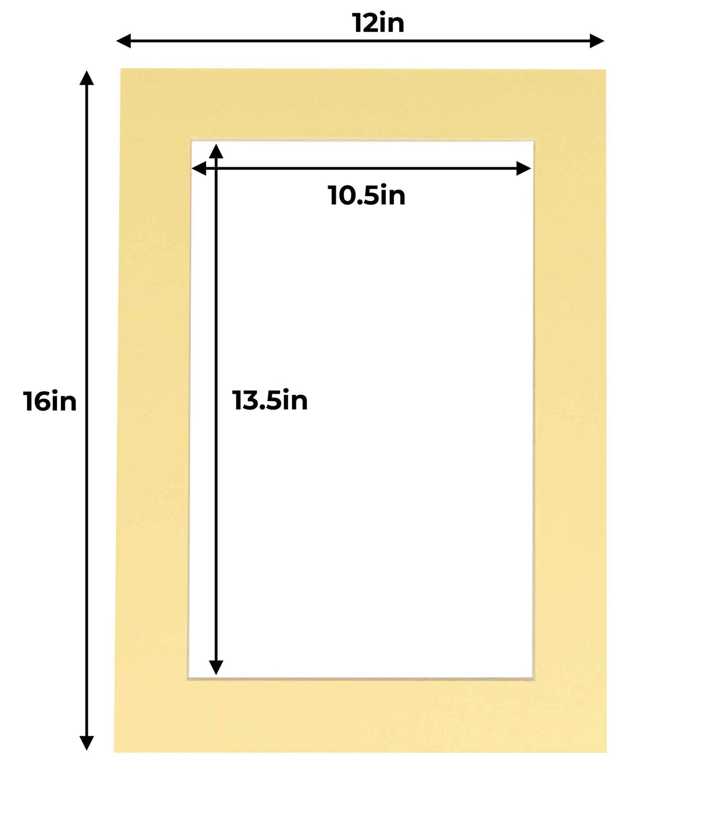 Pack of 25 Soft Yellow Precut Acid-Free Matboard Set with Clear Bags & Backings