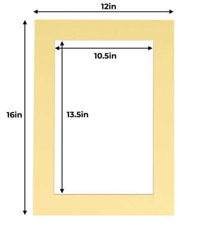 Pack of 10 Soft Yellow Precut Acid-Free Matboard Set with Clear Bags & Backings