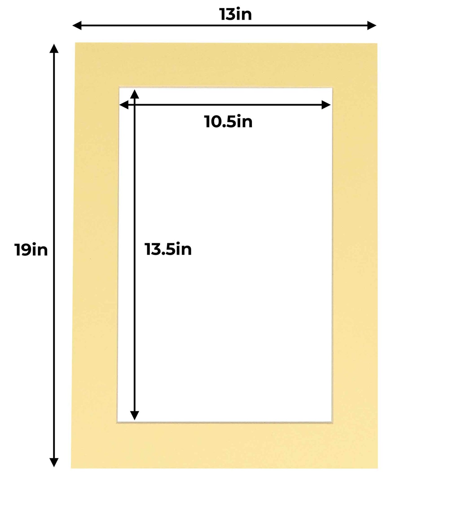 Pack of 10 Soft Yellow Precut Acid-Free Matboard Set with Clear Bags & Backings