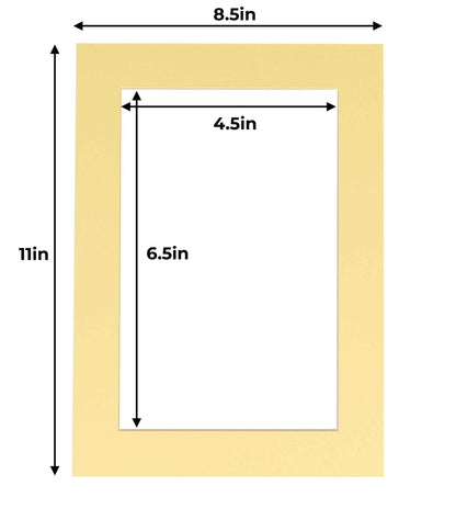 Pack of 25 Soft Yellow Precut Acid-Free Matboards