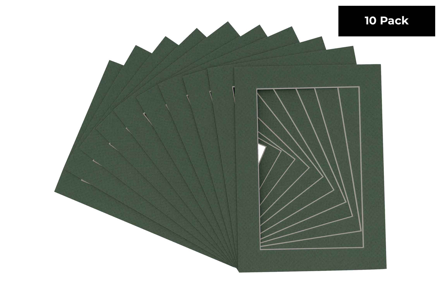Pack of 10 Hunter Green Precut Acid-Free Matboard Set with Clear Bags & Backings
