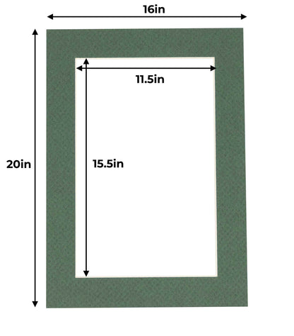 Pack of 25 Hunter Green Precut Acid-Free Matboard Set with Clear Bags & Backings
