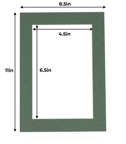 Pack of 25 Hunter Green Precut Acid-Free Matboard Set with Clear Bags & Backings