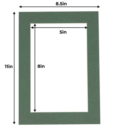 Pack of 10 Hunter Green Precut Acid-Free Matboard Set with Clear Bags & Backings