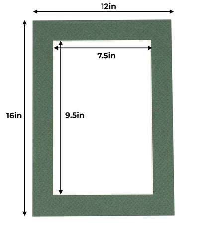 Pack of 25 Hunter Green Precut Acid-Free Matboard Set with Clear Bags & Backings