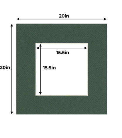 Pack of 25 Hunter Green Precut Acid-Free Matboard Set with Clear Bags & Backings