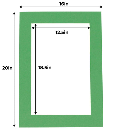 Pack of 25 Bright Green Precut Acid-Free Matboards