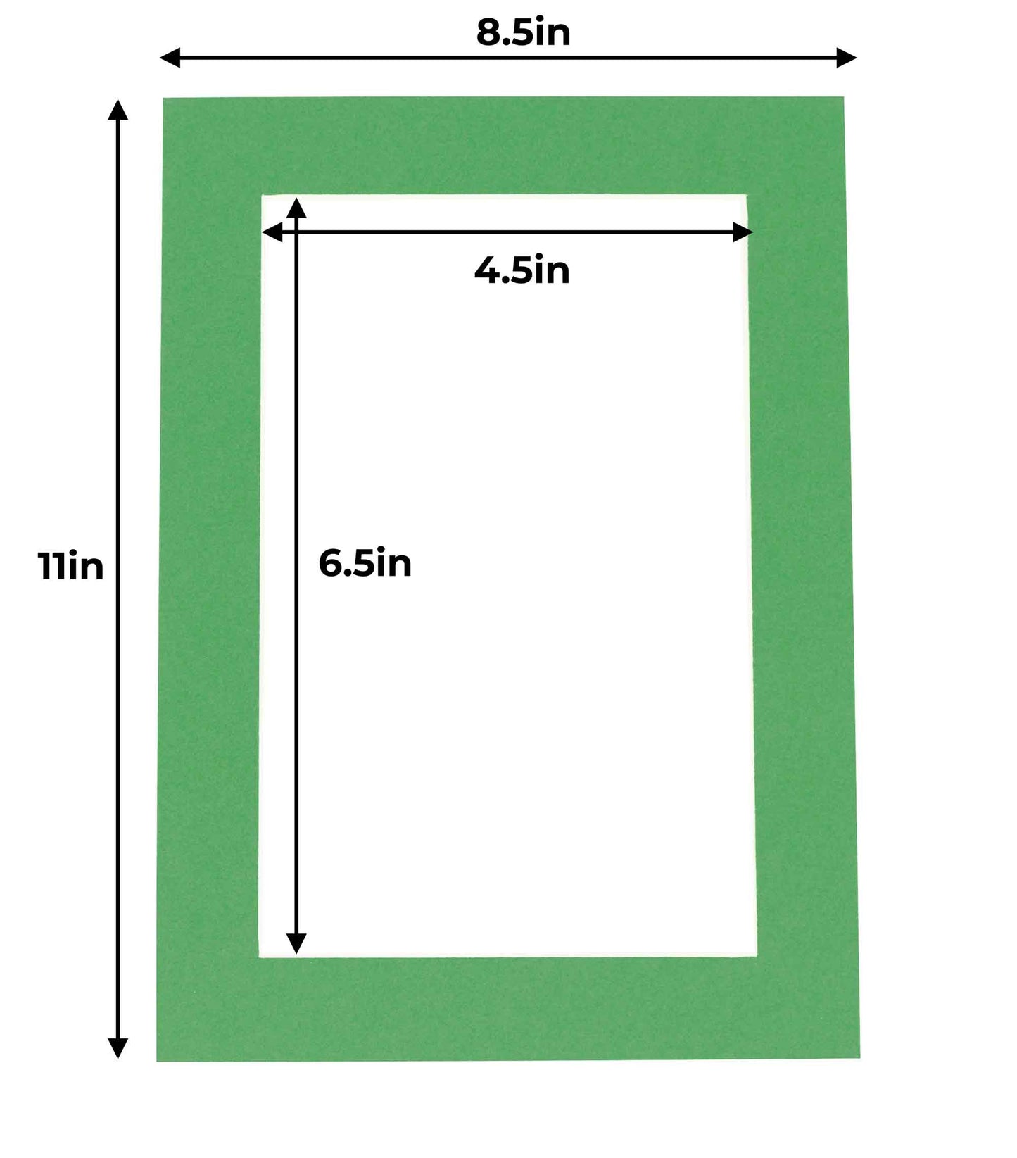 Pack of 10 Bright Green Precut Acid-Free Matboard Set with Clear Bags & Backings
