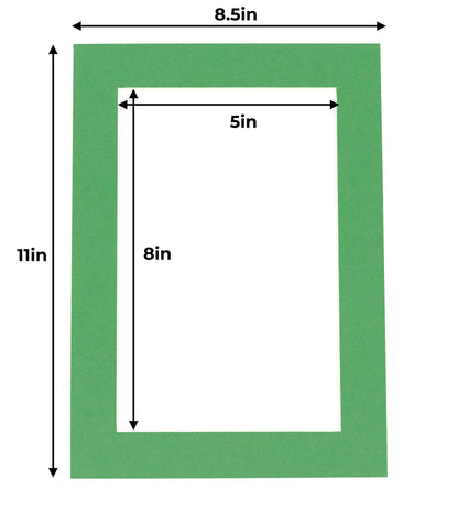 Pack of 25 Bright Green Precut Acid-Free Matboards