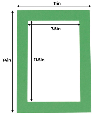 Pack of 10 Bright Green Precut Acid-Free Matboard Set with Clear Bags & Backings