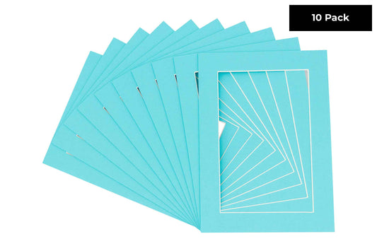Pack of 10 Aquamarine Blue Precut Acid-Free Matboards
