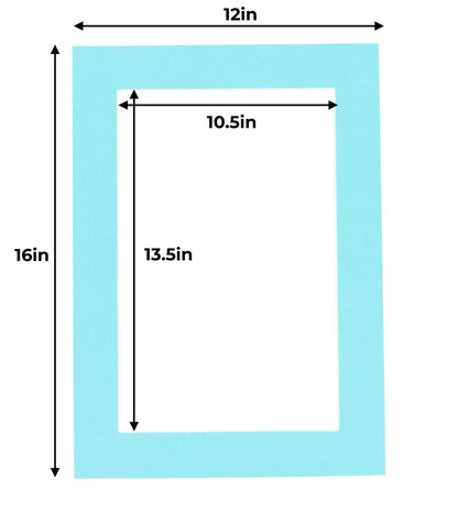 Pack of 10 Aquamarine Blue Precut Acid-Free Matboard Set with Clear Bags & Backings