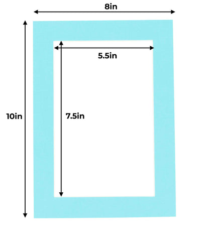 Pack of 25 Aquamarine Blue Precut Acid-Free Matboards