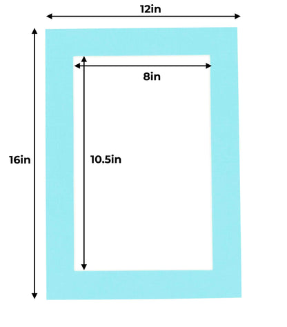 Aquamarine Blue Precut Acid-Free Matboard Set with Clear Bag & Backing