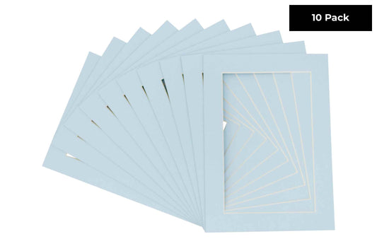 Pack of 10 Baby Blue Precut Acid-Free Matboards