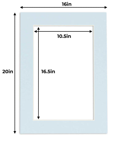 Pack of 25 Baby Blue Precut Acid-Free Matboard Set with Clear Bags & Backings