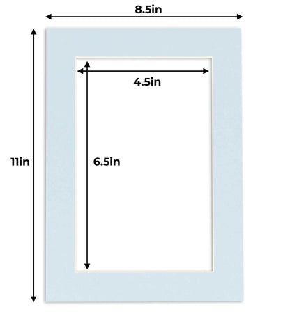 Pack of 25 Baby Blue Precut Acid-Free Matboard Set with Clear Bags & Backings