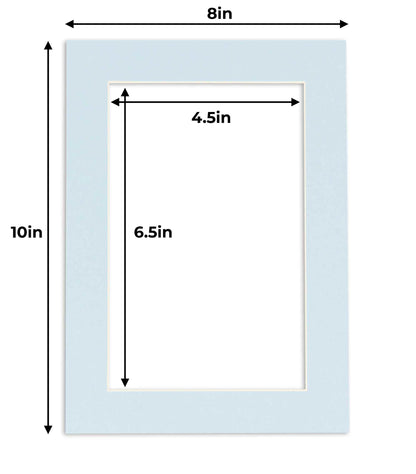 Pack of 10 Baby Blue Precut Acid-Free Matboard Set with Clear Bags & Backings