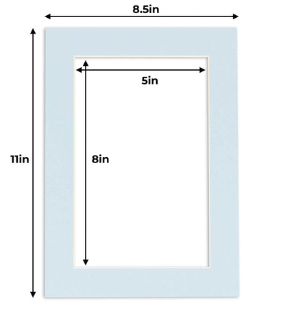 Pack of 10 Baby Blue Precut Acid-Free Matboard Set with Clear Bags & Backings