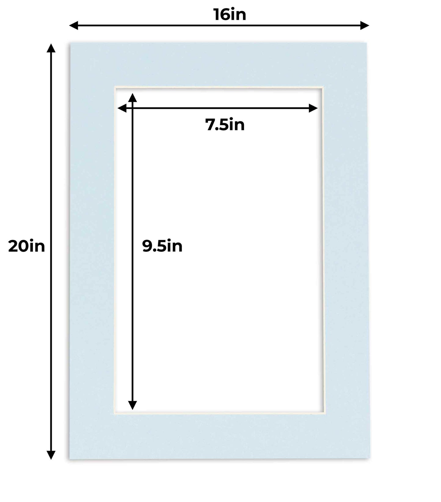 Pack of 25 Baby Blue Precut Acid-Free Matboard Set with Clear Bags & Backings
