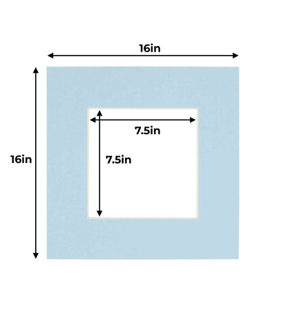 Pack of 25 Baby Blue Precut Acid-Free Matboard Set with Clear Bags & Backings