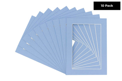 Pack of 10 Brittany Blue Precut Acid-Free Matboard Set with Clear Bags & Backings