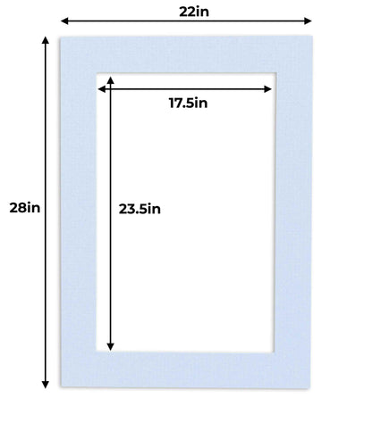 Pack of 25 Brittany Blue Precut Acid-Free Matboard Set with Clear Bags & Backings