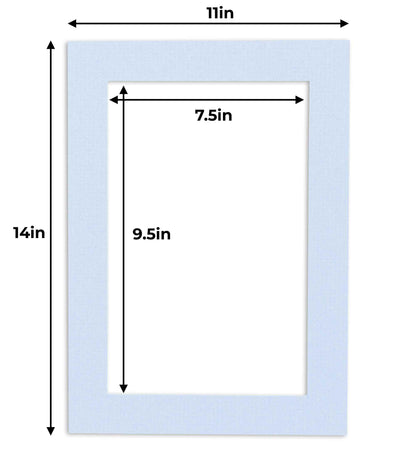 Pack of 25 Brittany Blue Precut Acid-Free Matboard Set with Clear Bags & Backings