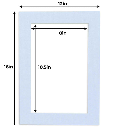 Pack of 25 Brittany Blue Precut Acid-Free Matboard Set with Clear Bags & Backings