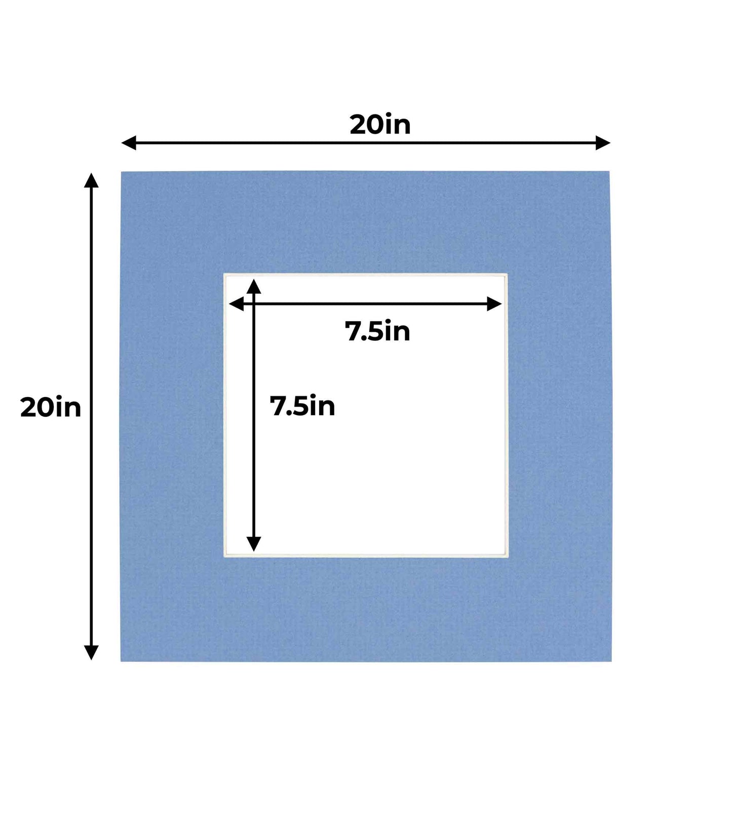 Pack of 25 Brittany Blue Precut Acid-Free Matboard Set with Clear Bags & Backings