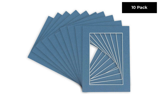 Pack of 10 Steel Blue Precut Acid-Free Matboards