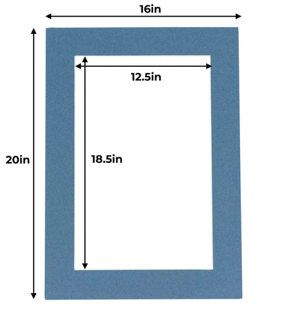 Pack of 25 Steel Blue Precut Acid-Free Matboards