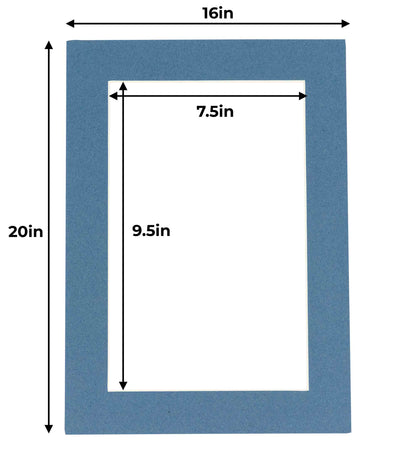 Steel Blue Precut Acid-Free Matboard Set with Clear Bag & Backing