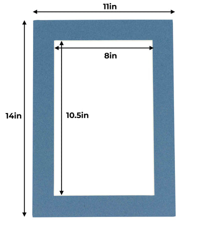 Steel Blue Precut Acid-Free Matboard Set with Clear Bag & Backing