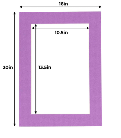 Pack of 25 Dark Purple Precut Acid-Free Matboard Set with Clear Bags & Backings