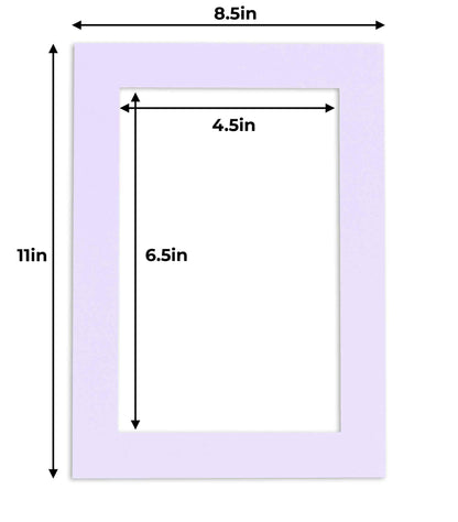 Pack of 10 Light Purple Precut Acid-Free Matboard Set with Clear Bags & Backings