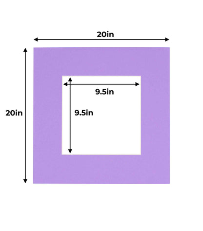Pack of 10 Light Purple Precut Acid-Free Matboard Set with Clear Bags & Backings