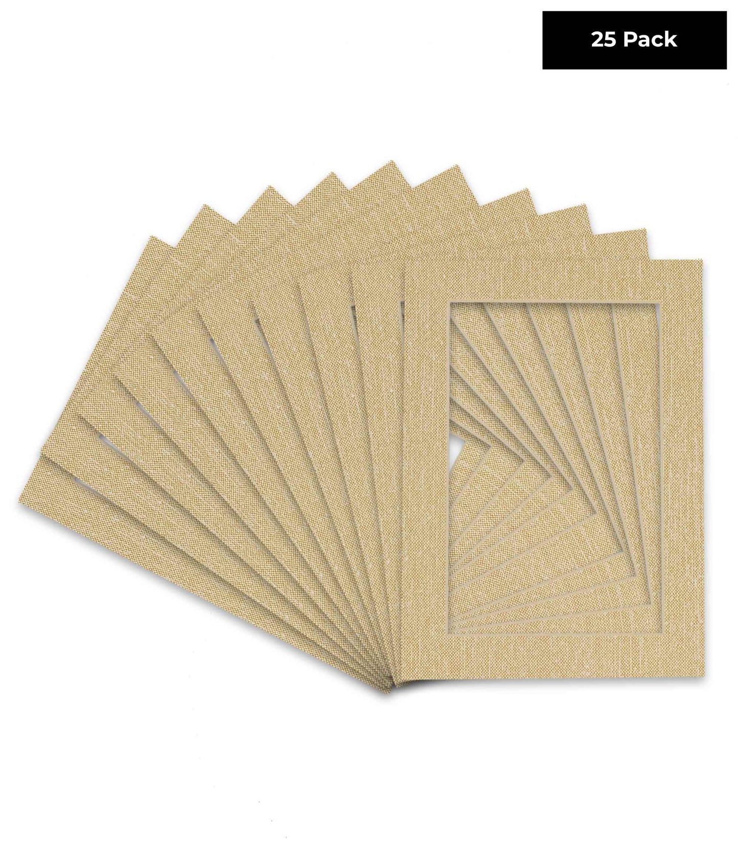 Pack of 25 Fresh Linen Canvas Precut Acid-Free Matboard Set with Clear Bags & Backings