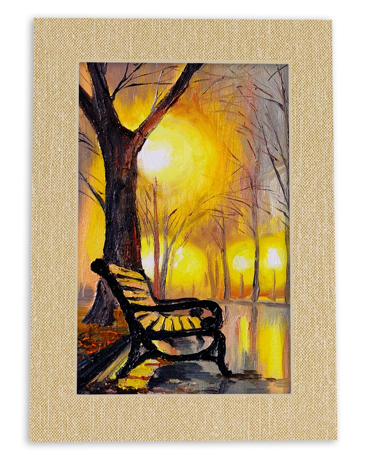 Pack of 25 Fresh Linen Canvas Precut Acid-Free Matboard Set with Clear Bags & Backings