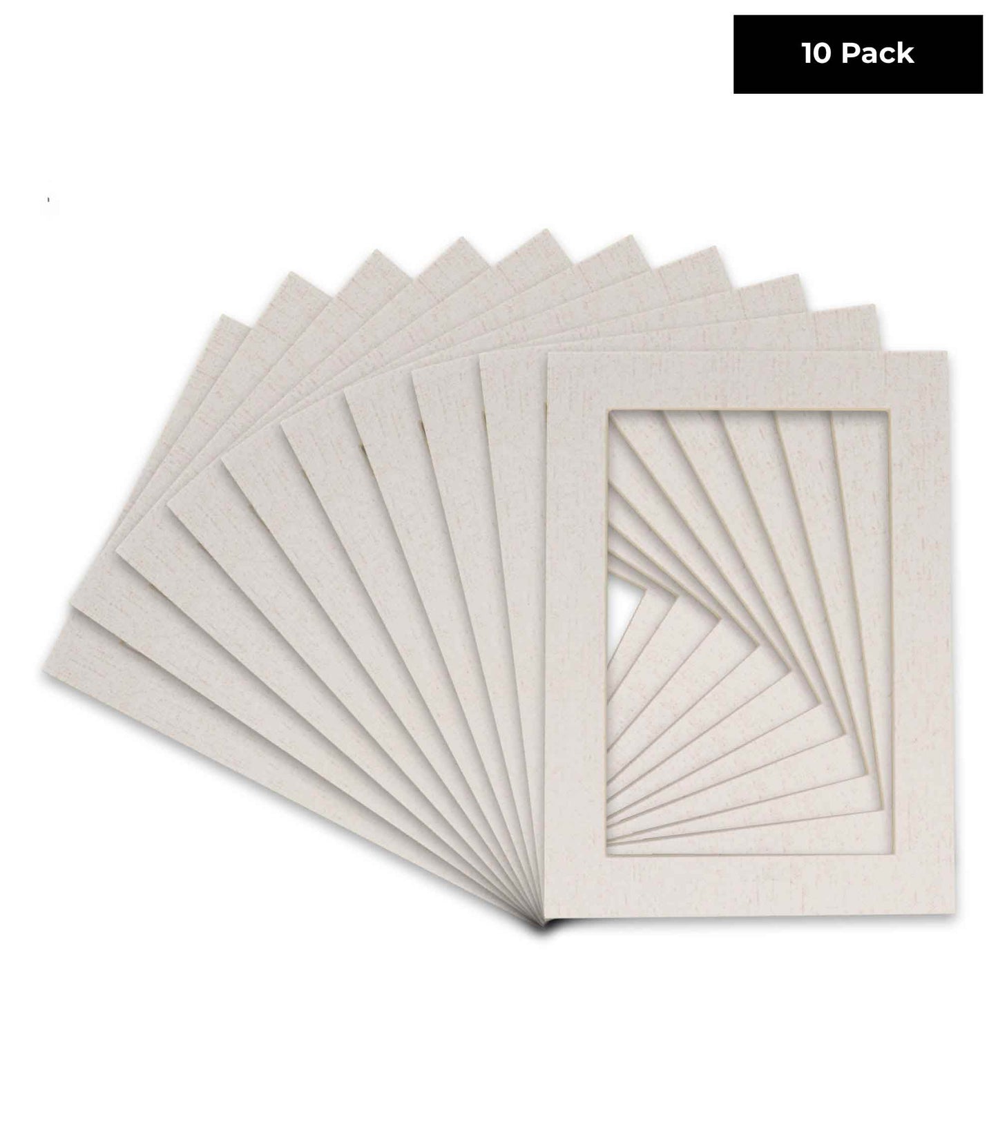 Pack of 10 White Linen Canvas Precut Acid-Free Matboard Set with Clear Bags & Backings