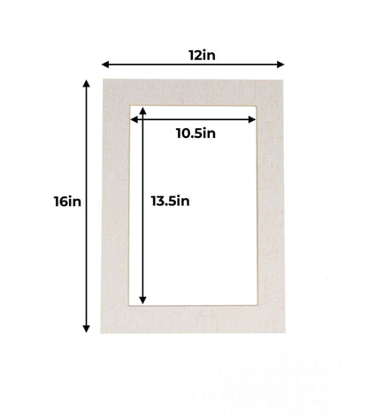Pack of 10 White Linen Canvas Precut Acid-Free Matboard Set with Clear Bags & Backings